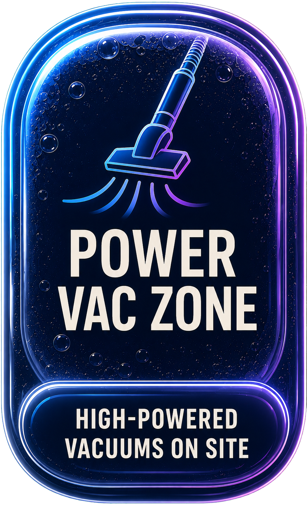 Power Vac Zone — high-powered vacuums are available on site